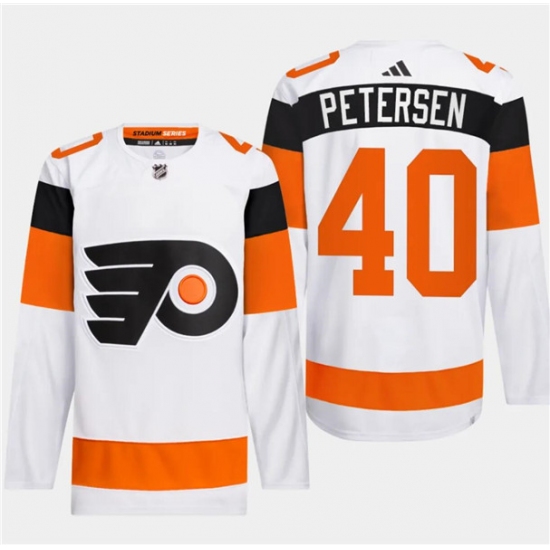 Men's Philadelphia Flyers #40 Cal Petersen White 2024 Stadium Series Stitched Jersey - Ujersey