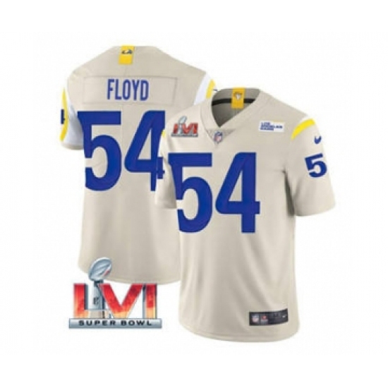 Men's Los Angeles Rams #54 Leonard Floyd Bone 2022 Super Bowl LVI Vapor Limited Stitched Jersey - Ujersey
