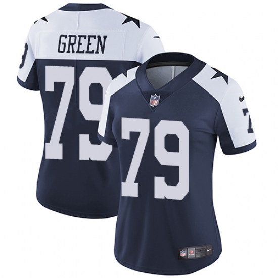 Women's Nike Dallas Cowboys #79 Chaz Green Navy Blue Throwback Alternate Vapor Untouchable Limited Player NFL Jersey - Ujersey