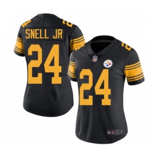 Women's Pittsburgh Steelers #24 Benny Snell Jr. Limited Black Rush Vapor Untouchable Football Jersey - Ujersey