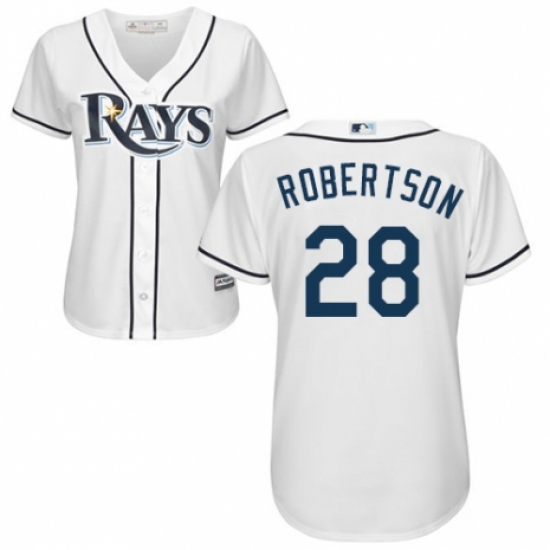 Women's Majestic Tampa Bay Rays #28 Daniel Robertson Authentic White Home Cool Base MLB Jersey - Ujersey
