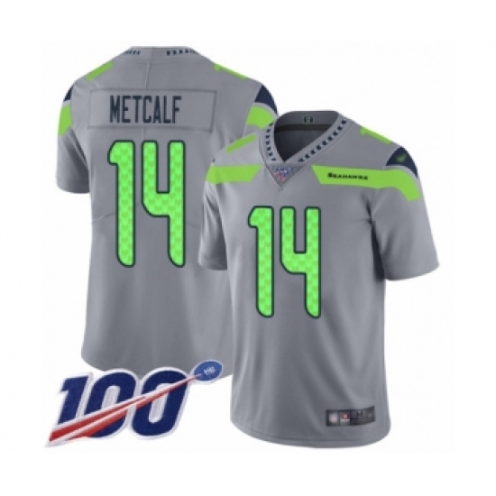 Youth Seattle Seahawks #14 D.K. Metcalf Limited Silver Inverted Legend 100th Season Football Jersey - Ujersey