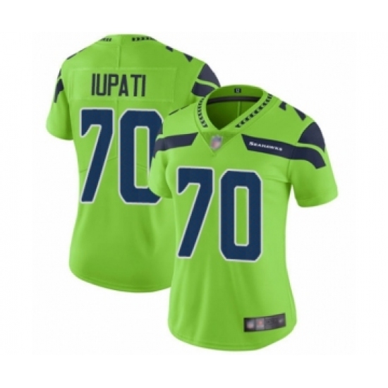 Women's Seattle Seahawks #70 Mike Iupati Limited Green Rush Vapor Untouchable Football Jersey - Ujersey