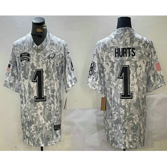 Men's Philadelphia Eagles #1 Jalen Hurts 2024 FUSE Arctic Camo Salute to Service Limited Stitched Jersey - Ujersey
