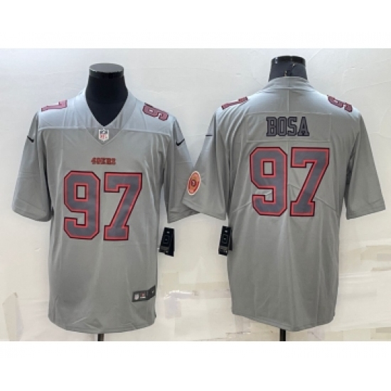 Men's San Francisco 49ers #97 Nick Bosa LOGO Grey Atmosphere Fashion 2022 Vapor Untouchable Stitched Limited Jersey - Ujersey