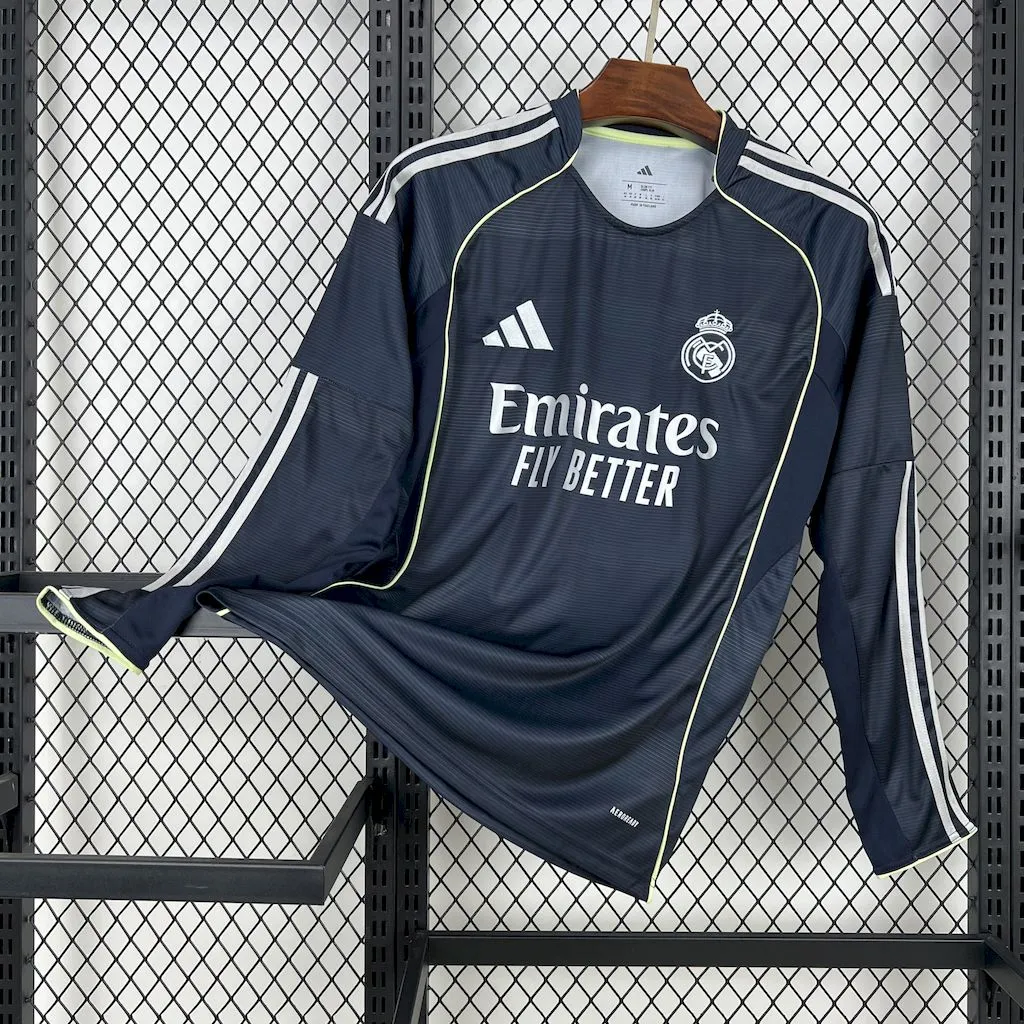 Real Madrid Soccer Jersey Away Long Sleeve Custom Shirt 2025/26 - ujerseystore