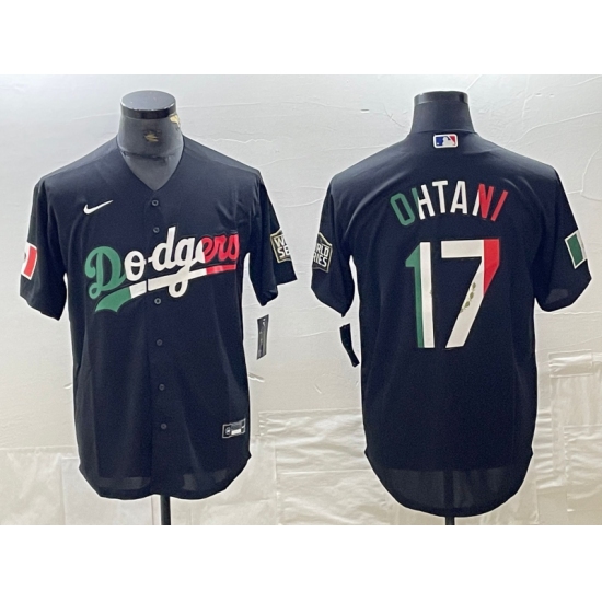 Men's Los Angeles Dodgers #17 Shohei Ohtani Mexico Black Cool Base Stitched Baseball Jerseys - Ujersey