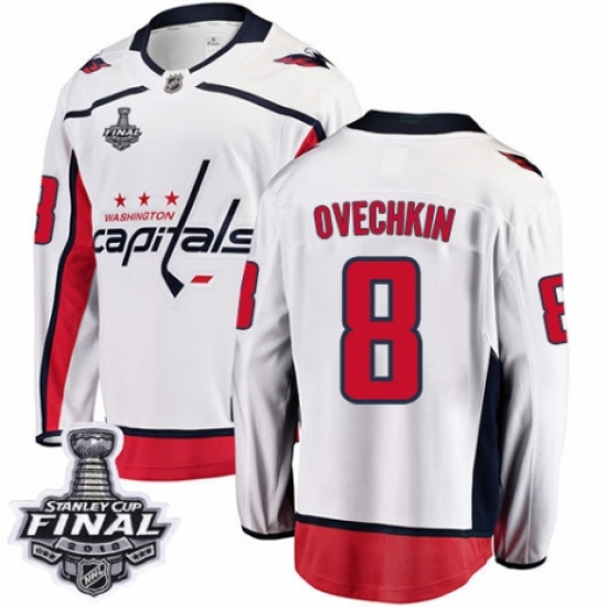 Youth Washington Capitals #8 Alex Ovechkin Fanatics Branded White Away Breakaway 2018 Stanley Cup Final NHL Jersey - Ujersey