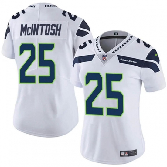 Women's Seattle Seahawks #25 Kenny McIntosh White Vapor Limited Football Stitched Jersey(Run Small) - Ujersey