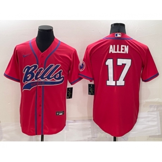 Men's Buffalo Bills #17 Josh Allen Red Stitched Cool Base Nike Baseball Jersey - Ujersey