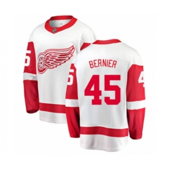 Men's Detroit Red Wings #45 Jonathan Bernier Authentic White Away Fanatics Branded Breakaway NHL Jersey - Ujersey