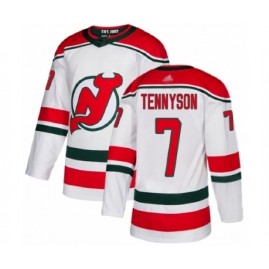 Men's New Jersey Devils #7 Matt Tennyson Authentic White Alternate Hockey Jersey - Ujersey