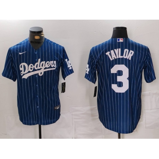 Men's Los Angeles Dodgers #3 Chris Taylor Navy Pinstripe Stitched Cool Base Nike Jersey - Ujersey