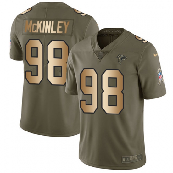 Men's Nike Atlanta Falcons #98 Takkarist McKinley Limited Olive/Gold 2017 Salute to Service NFL Jersey - Ujersey