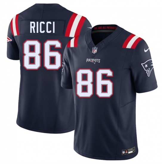 Men's New England Patriots #86 Giovanni Ricci Navy 2025 F.U.S.E. Vapor Limited Football Stitched Jersey - Ujersey