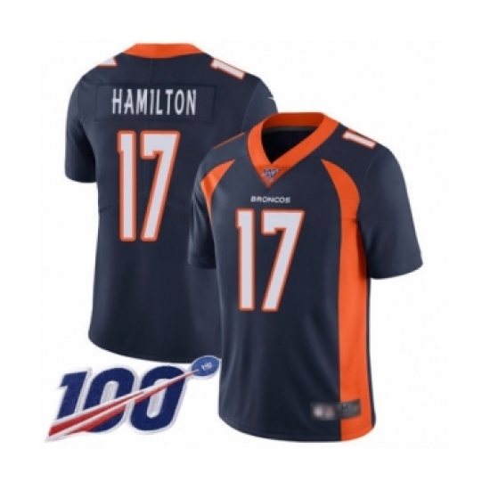 Men's Denver Broncos #17 DaeSean Hamilton Navy Blue Alternate Vapor Untouchable Limited Player 100th Season Football Jersey - Ujersey