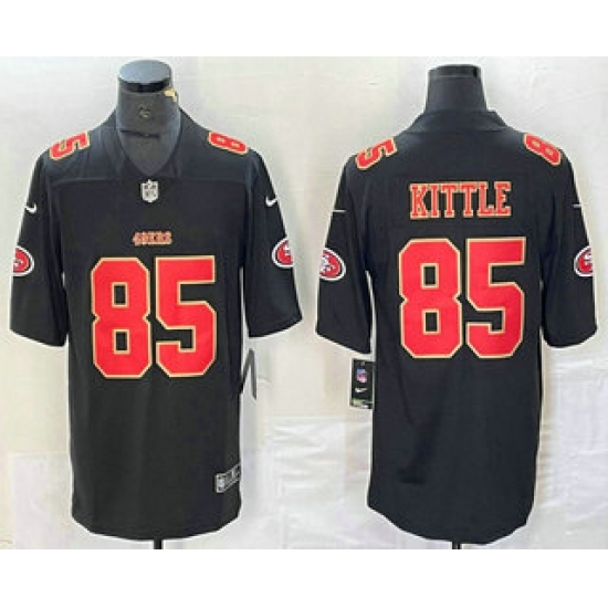 Men's San Francisco 49ers #85 George Kittle Black Red Fashion Vapor Limited Stitched Jersey - Ujersey