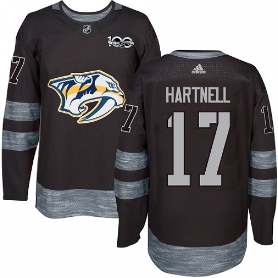 Men's Adidas Nashville Predators #17 Scott Hartnell Authentic Black 1917-2017 100th Anniversary NHL Jersey - Ujersey