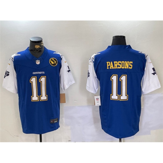 Men's Dallas Cowboys #11 Micah Parsons 2024 F.U.S.E. Navy Gold With Texas & John Madden Football Stitched Jersey - Ujersey