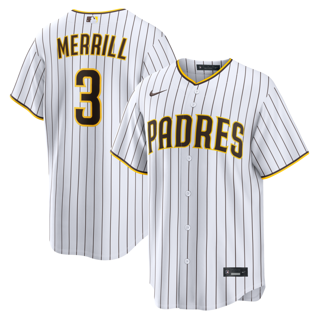 Men's San Diego Padres Jackson Merrill Nike White Home Replica Player Jersey - U-jersey