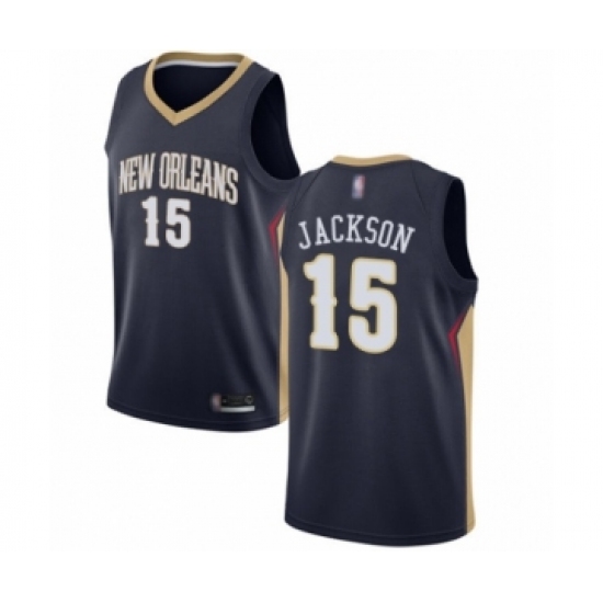 Women's New Orleans Pelicans #15 Frank Jackson Swingman Navy Blue Basketball Jersey - Icon Edition - Ujersey