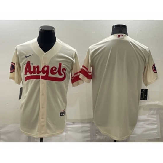 Men's Los Angeles Angels Blank Cream 2022 City Connect Cool Base Stitched Jersey - Ujersey