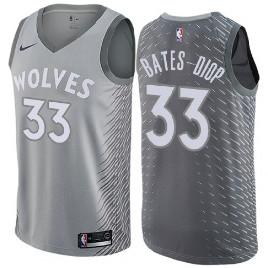 Women's Nike Minnesota Timberwolves #33 Keita Bates-Diop Swingman Gray NBA Jersey - City Edition - Ujersey