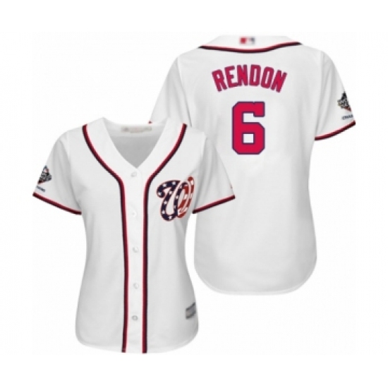 Women's Washington Nationals #6 Anthony Rendon Authentic White Home Cool Base 2019 World Series Champions Baseball Jersey - Ujersey