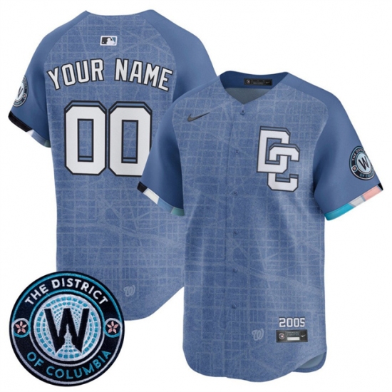 Men's Washington Nationals ACTIVE PLAYER Custom Blue 2025 City Connect Limited Stitched Baseball Jersey - Ujersey
