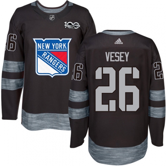 Men's Reebok New York Rangers #26 Jimmy Vesey Authentic Black 1917-2017 100th Anniversary NHL Jersey - Ujersey