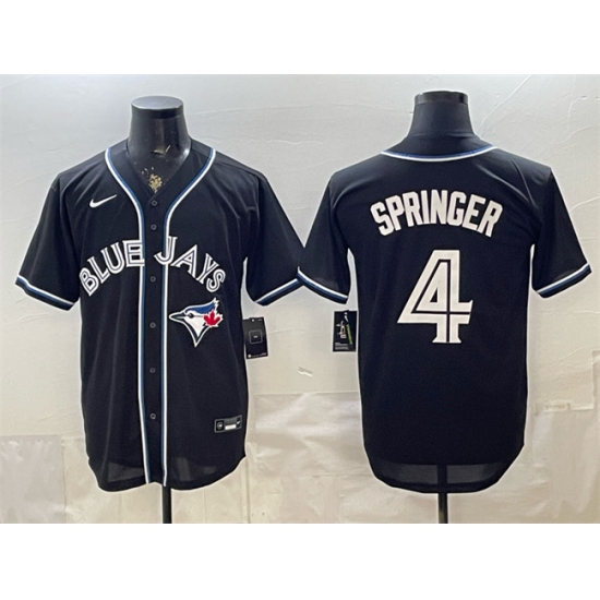 Men's Toronto Blue Jays #4 George Springer 2026 Fashion Replica Black Out Stitched Baseball Jersey - Ujersey