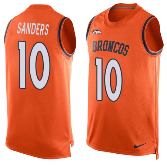 Men's Nike Denver Broncos #10 Emmanuel Sanders Limited Orange Player Name & Number Tank Top NFL Jersey - Ujersey