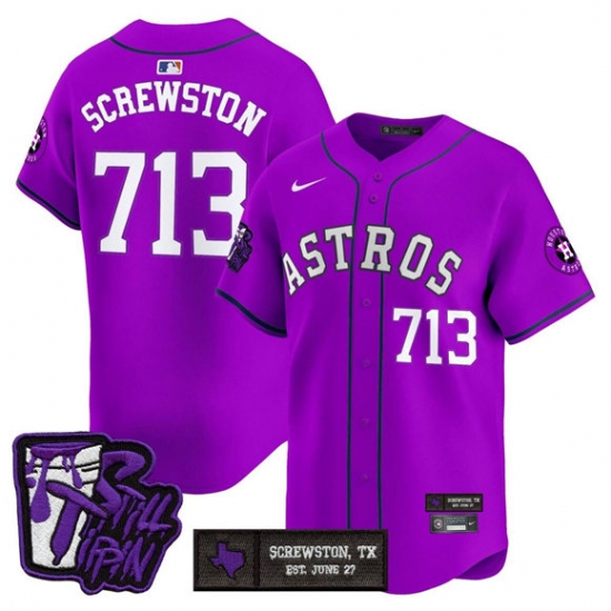 Men's Houston Astros #713 DJ Screw Still Tippin Purple Vapor Limited Stitched Baseball Jersey - Ujersey