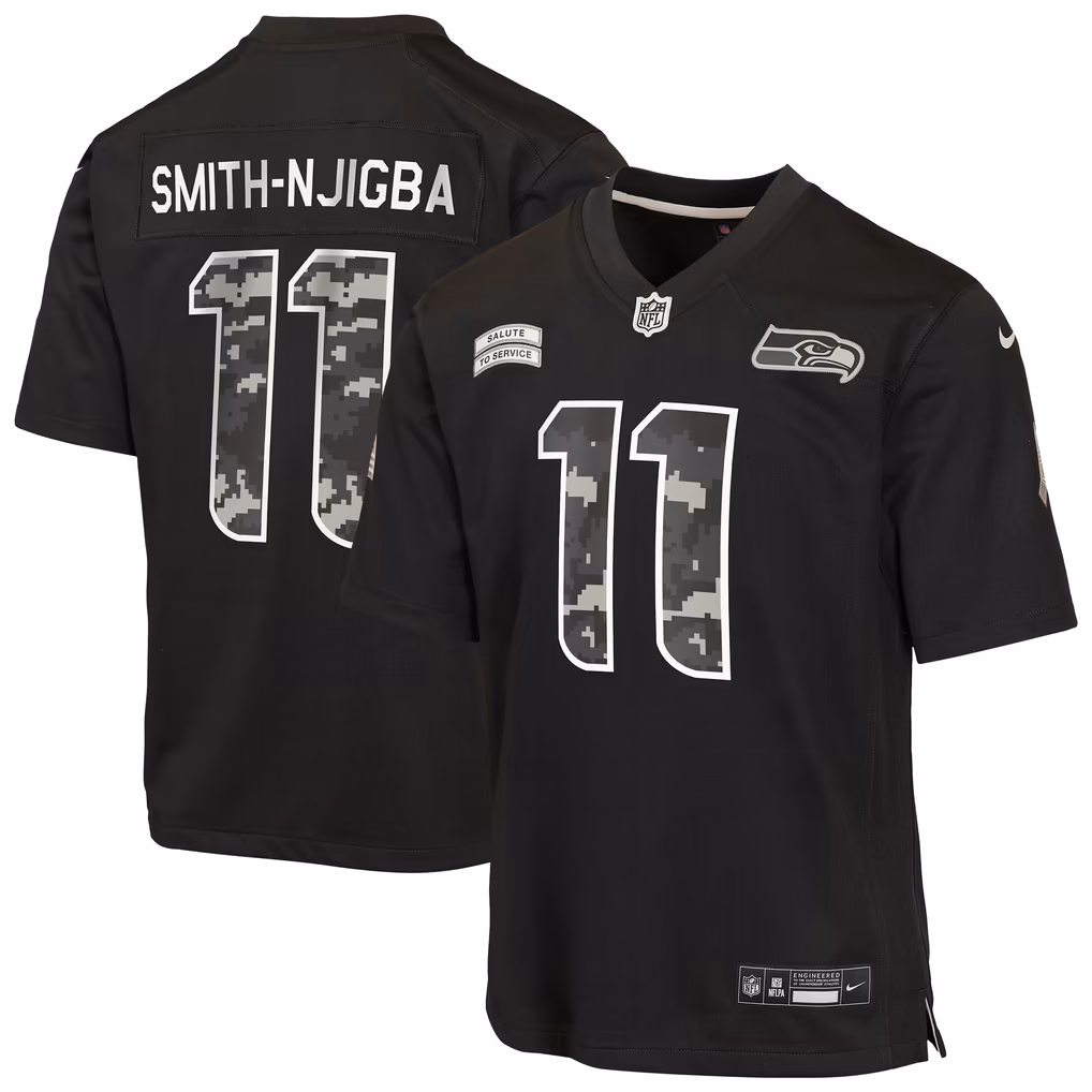 Youth Seattle Seahawks Jaxon Smith-Njigba Nike Black 2026 Salute to Service Game Jersey - Ujersey Shop