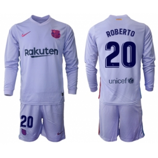 Men 2021-2022 Club Barcelona Second away purple Long Sleeve 20 Soccer Jersey