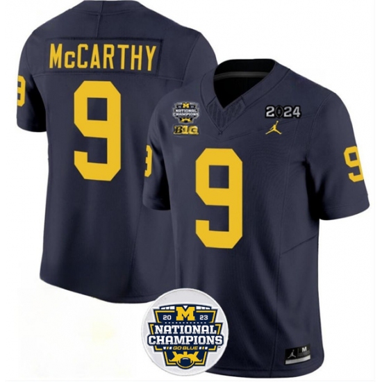 Men's Michigan Wolverines #9 J.J. McCarthy 2024 F.U.S.E. Navy National Championship Stitched Jersey - Ujersey