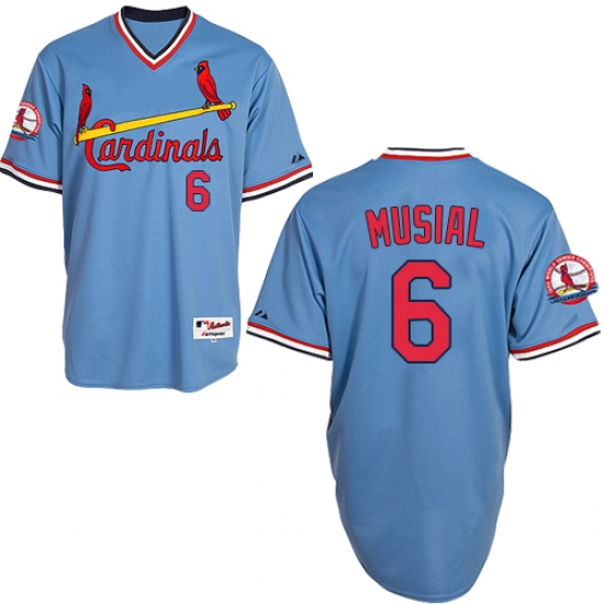 Men's Majestic St. Louis Cardinals #6 Stan Musial Authentic Blue 1982 Turn Back The Clock MLB Jersey - Ujersey