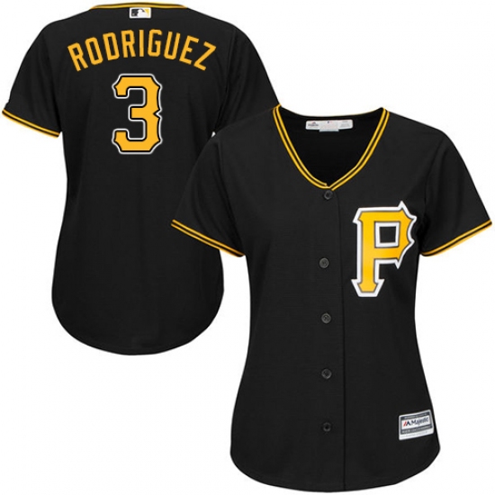 Women's Majestic Pittsburgh Pirates #3 Sean Rodriguez Authentic Black Alternate Cool Base MLB Jersey - Ujersey
