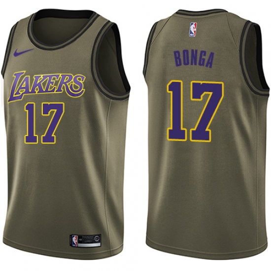 Men's Nike Los Angeles Lakers #17 Isaac Bonga Swingman Green Salute to Service NBA Jersey - Ujersey