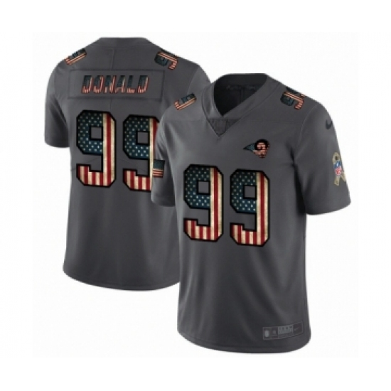 Men's Los Angeles Rams #99 Aaron Donald Limited Black USA Flag 2019 Salute To Service Football Jersey - Ujersey
