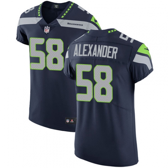 Men's Nike Seattle Seahawks #58 D.J. Alexander Navy Blue Team Color Vapor Untouchable Elite Player NFL Jersey - Ujersey