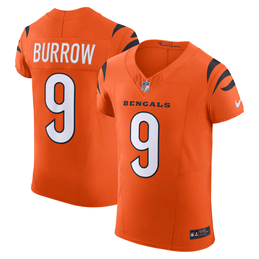 Men's Cincinnati Bengals Joe Burrow Nike Orange Team Vapor F.U.S.E. Elite Jersey
