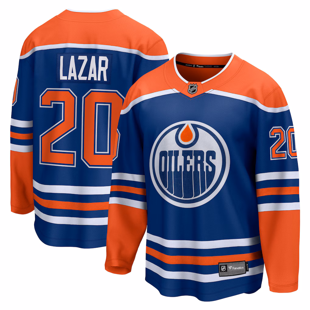 Men's Edmonton Oilers Curtis Lazar Fanatics Royal Home Breakaway Jersey