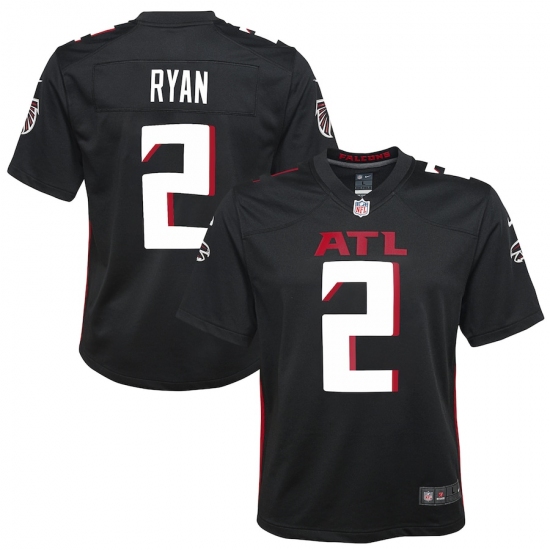 Youth Atlanta Falcons #2 Matt Ryan Nike Black Game Jersey