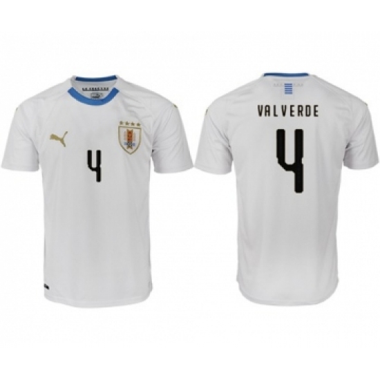 Uruguay #4 Valverde Home Soccer Country Jersey