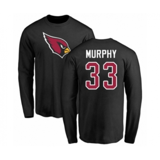 Football Arizona Cardinals #33 Byron Murphy Black Name & Number Logo Long Sleeve T-Shirt