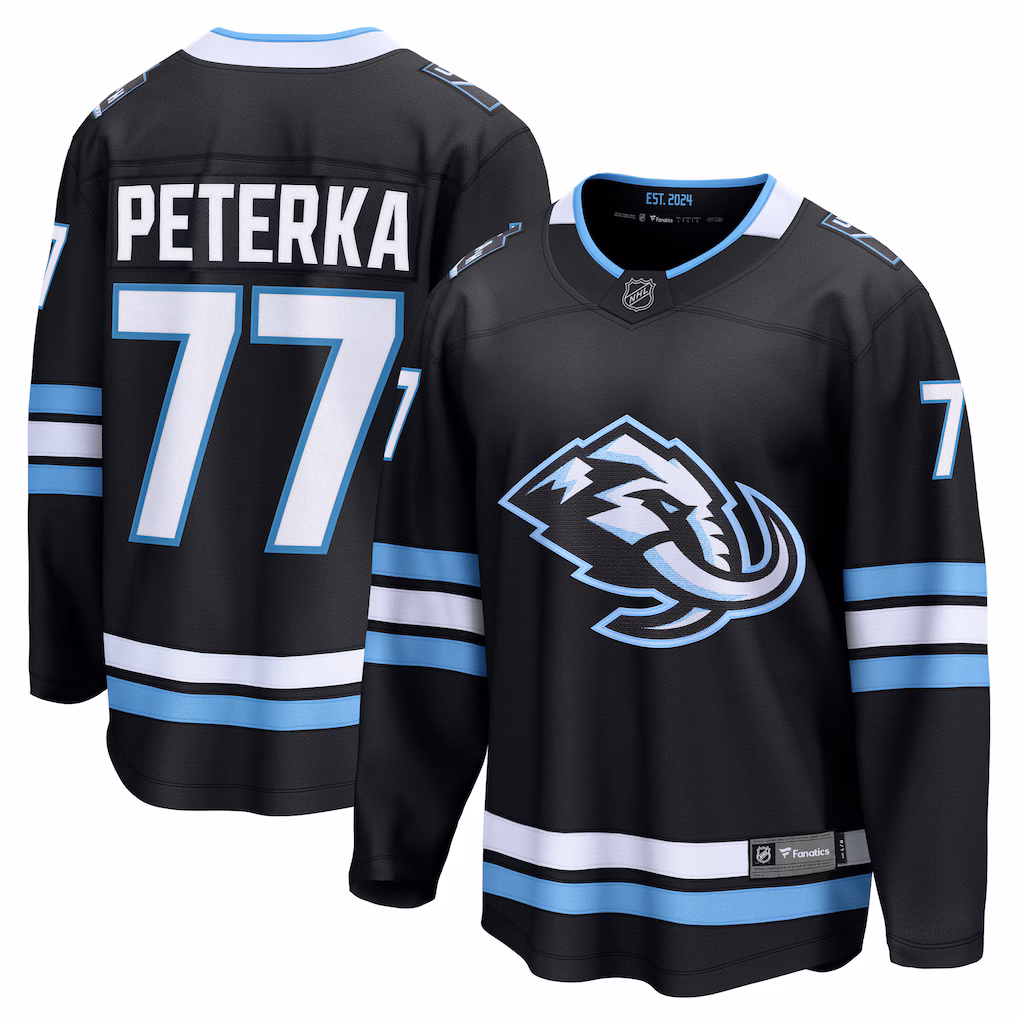 Men's Utah Mammoth JJ Peterka Fanatics Black Home Breakaway Jersey - Ujersey Shop