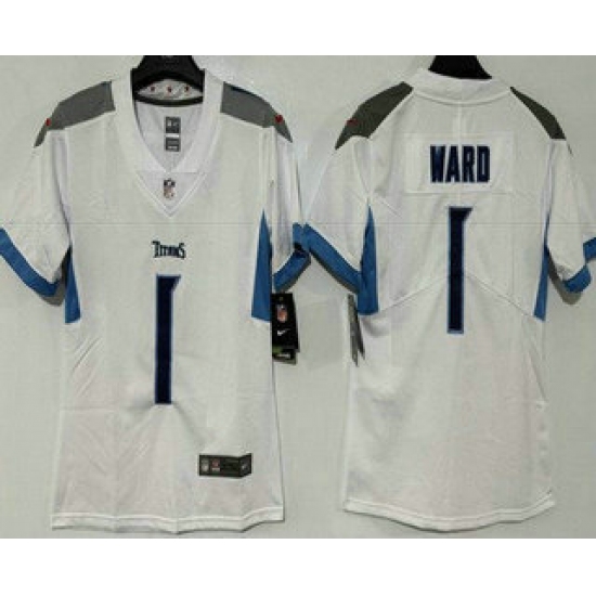 Women's Tennessee Titans #1 Cameron Ward Limited White Vapor Jersey - Ujersey