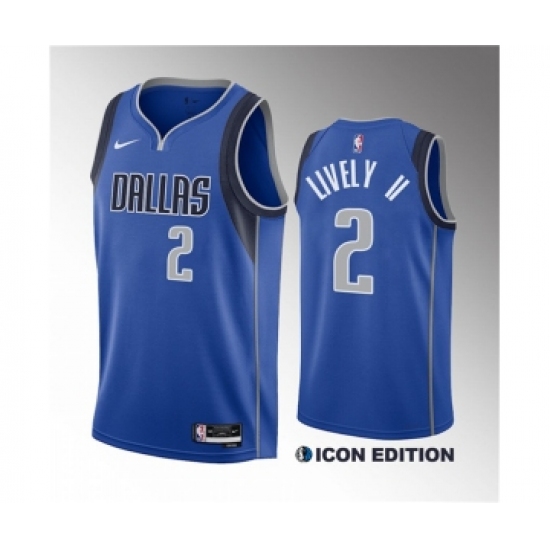 Men's Dallas Mavericks #2 Dereck Lively II Blue 2023 Draft Icon Edition Stitched Basketball Jersey - Ujersey