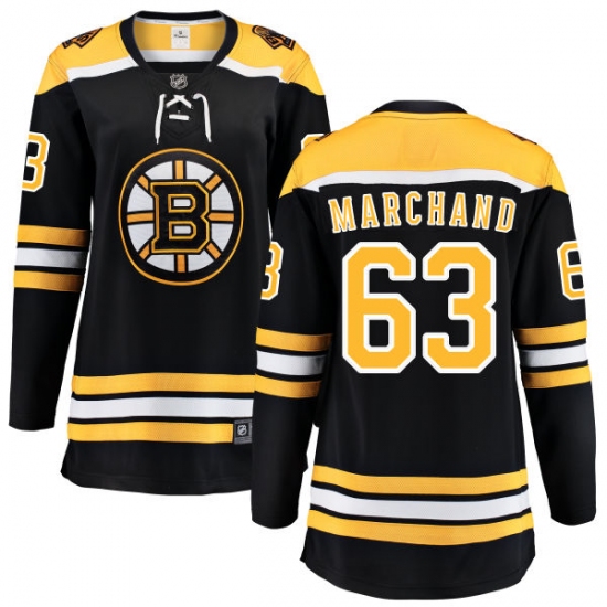 Women's Boston Bruins #63 Brad Marchand Authentic Black Home Fanatics Branded Breakaway NHL Jersey - Ujersey